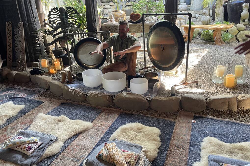 Sound Healer Brandon Kaysen at the Sacred Place in Santa Barbara. Picture by James Gardiner
