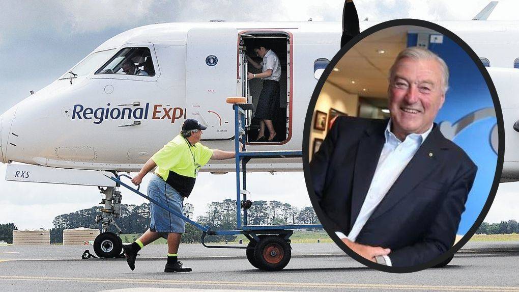 Rex's deputy chairman John Sharp and one of the service's planes. Rex's deputy chairman John Sharp and one of the service's planes.
