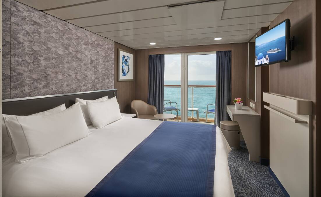 A balcony stateroom onboard. Picture supplied A balcony stateroom onboard. Picture supplied