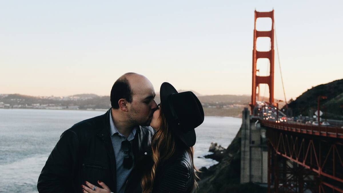 A couple at the Golden Gate Bridge in San Francisco. Picture: Juliana Malta/Unsplash A couple at the Golden Gate Bridge in San Francisco. Picture: Juliana Malta/Unsplash