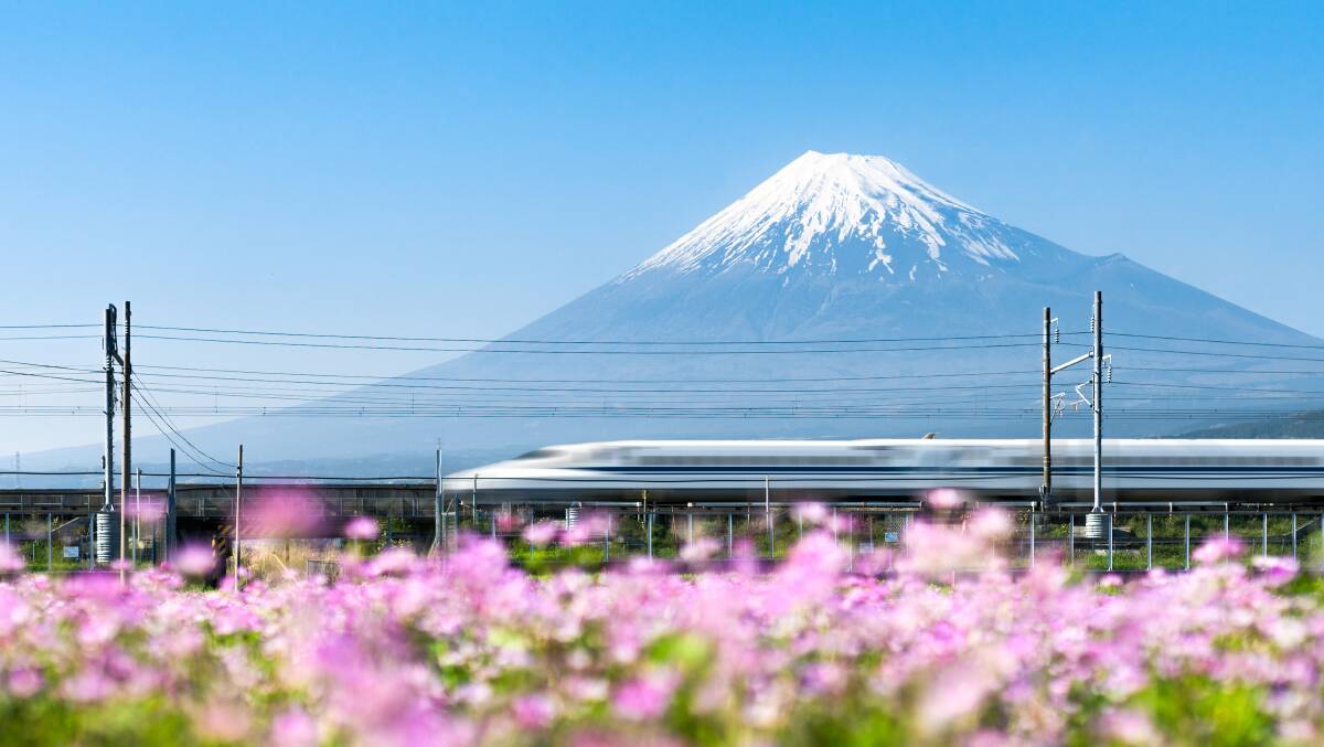 Mount Fuji and the bullet train. Picture supplied by Wendy Wu Tours