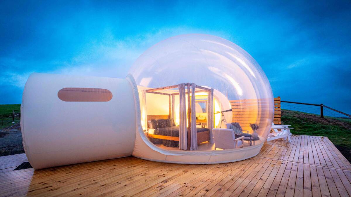 A stargazing bubble at an Airbnb property called Bubble Retreats in Agnes, Victoria. Picture supplied A stargazing bubble at an Airbnb property called Bubble Retreats in Agnes, Victoria. Picture supplied