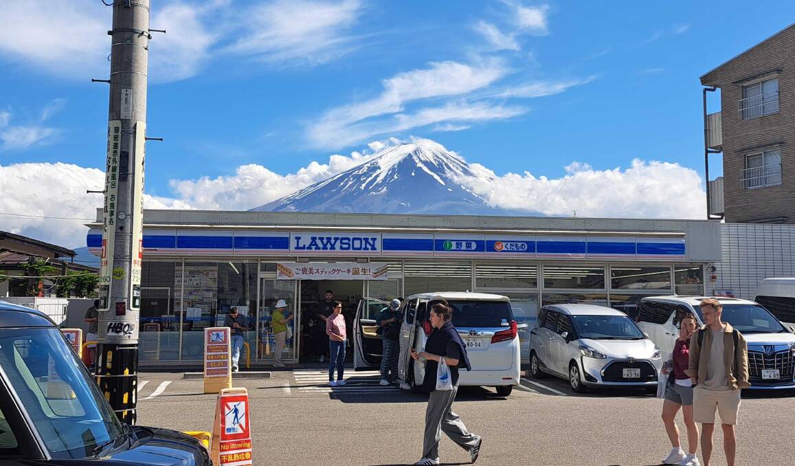 The site of the Lawson store in Fujikawaguchiko, where a barrier has since been erected to block the view of Mount Fuji. Picture by Sarah Falson