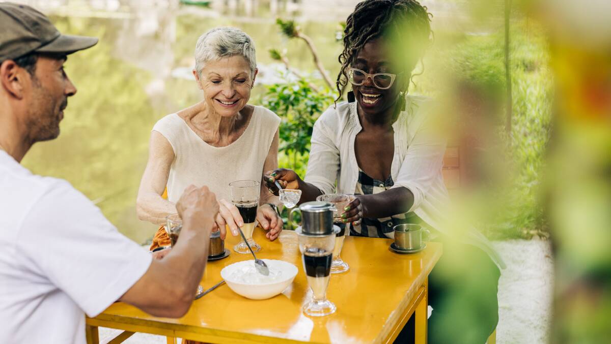 People enjoying Vietnamese coffee.