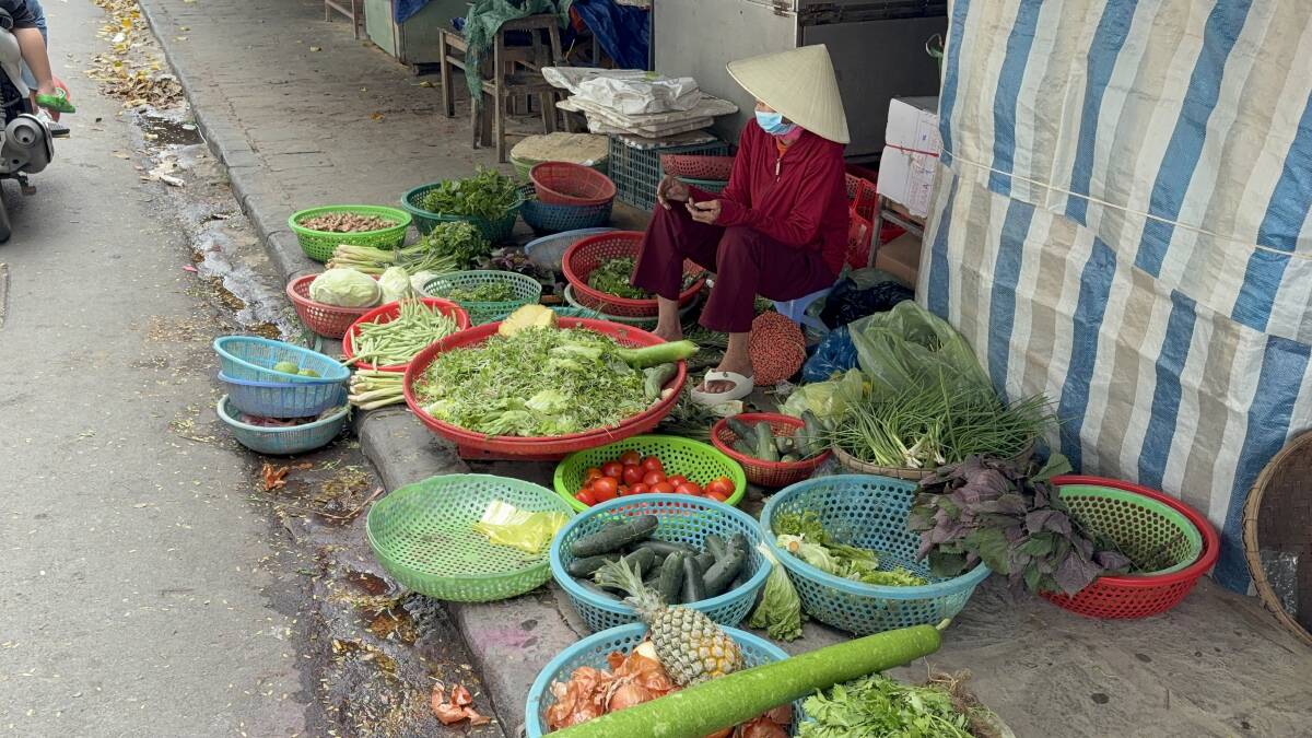 A woman selling market produce in Hoi Ann. Picture by Sarah Falson