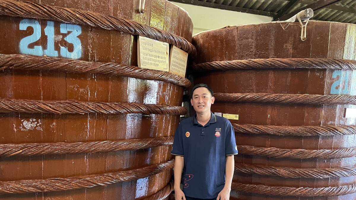 Toai, staffer at Khai Hoan Fish Sauce Factory. Picture: Sarah Falson