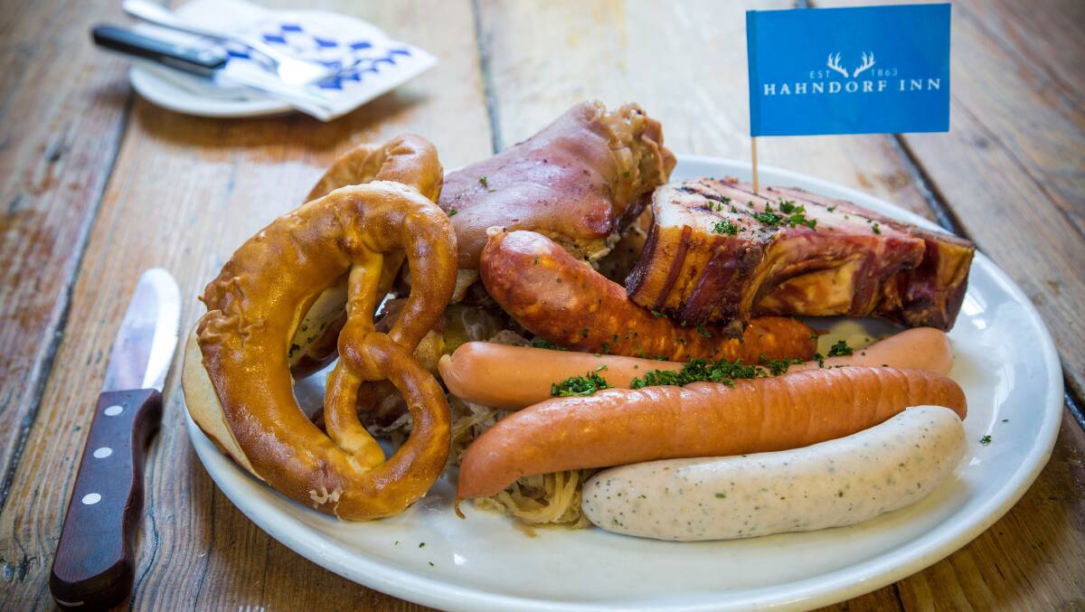 Sausages and pretzels at the Hahndorf Inn, in the Adelaide Hills. Picture by Jonathan Kissock - JK Imaging