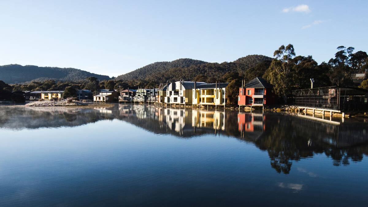 Oaks Crackenback Resort on Lake Crackenback channels a Swiss mountain resort. Picture by Destination NSW