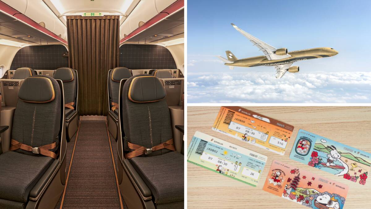 A very classy business class, a signature gold aircraft and Snoopy-branded tickets are just some of the quirky features of Taiwanese airline Starlux. Pictures by Starlux A very classy business class, a signature gold aircraft and Snoopy-branded tickets are just some of the quirky features of Taiwanese airline Starlux. Pictures by Starlux