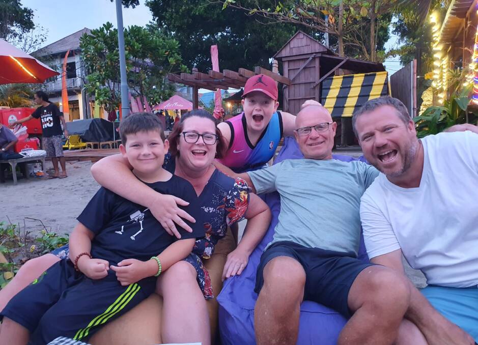 Baxter, Louise and Spencer Farley, with John Spencer (Louise Farley's dad, who didn't get sick!) and Rob Farley. 