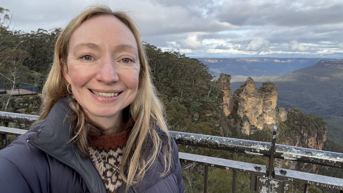 The writer at the Three Sisters, Katoomba. Picture by Sarah Falson