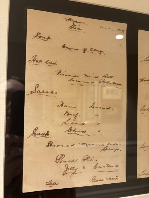 A vintage Lilianfels menu now on display in the memorabilia hall. Picture by Sarah Falson