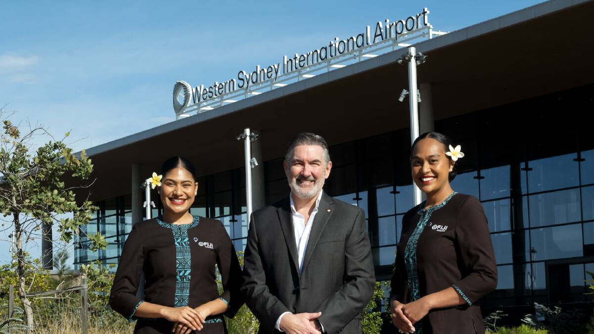 Fiji Airways MD CEO Paul Scurrrah with Fiji Airways staff at Western Sydney International Airport. Fiji Airways MD CEO Paul Scurrrah with Fiji Airways staff at Western Sydney International Airport.