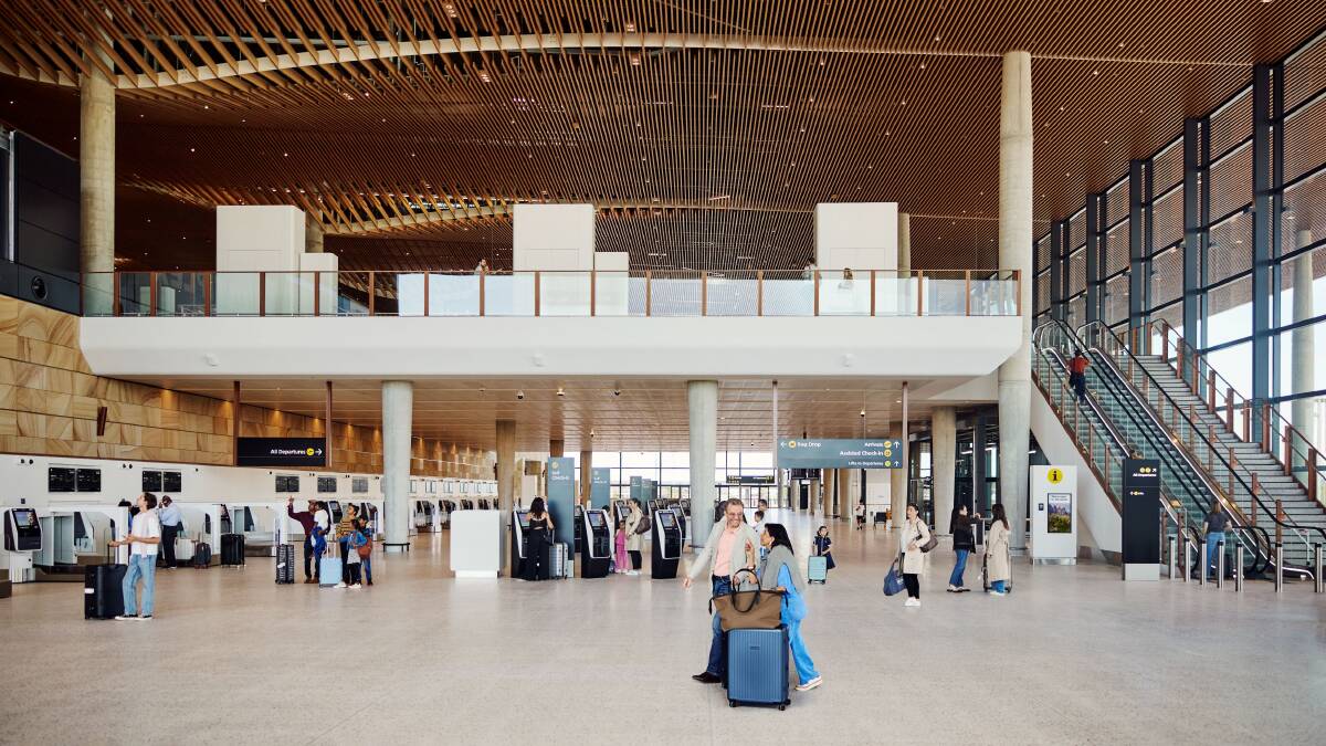 The check-in area at the new Western Sydney Airport, which will begin passenger flights on October 25.