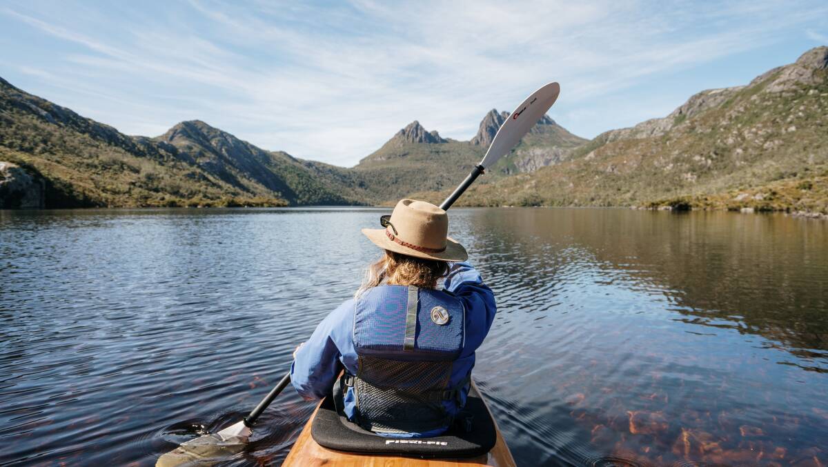 Kayaking on Dove Lake at Cradle Mountain, Tasmania. Picture: Nick H Visuals Kayaking on Dove Lake at Cradle Mountain, Tasmania. Picture: Nick H Visuals