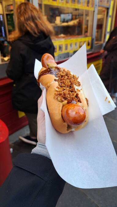 The perfect hot dog at Bergen's Trekroneren hot dog stand. Picture: Sarah Falson