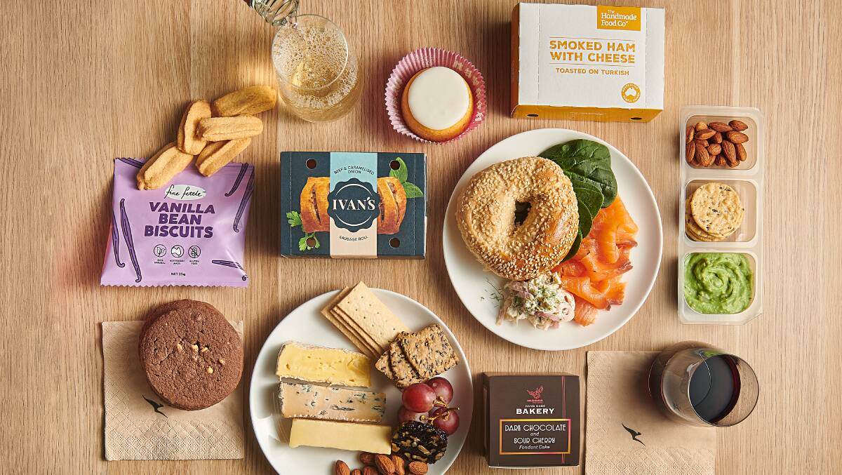 New Qantas domestic business and economy snacks and meals. 