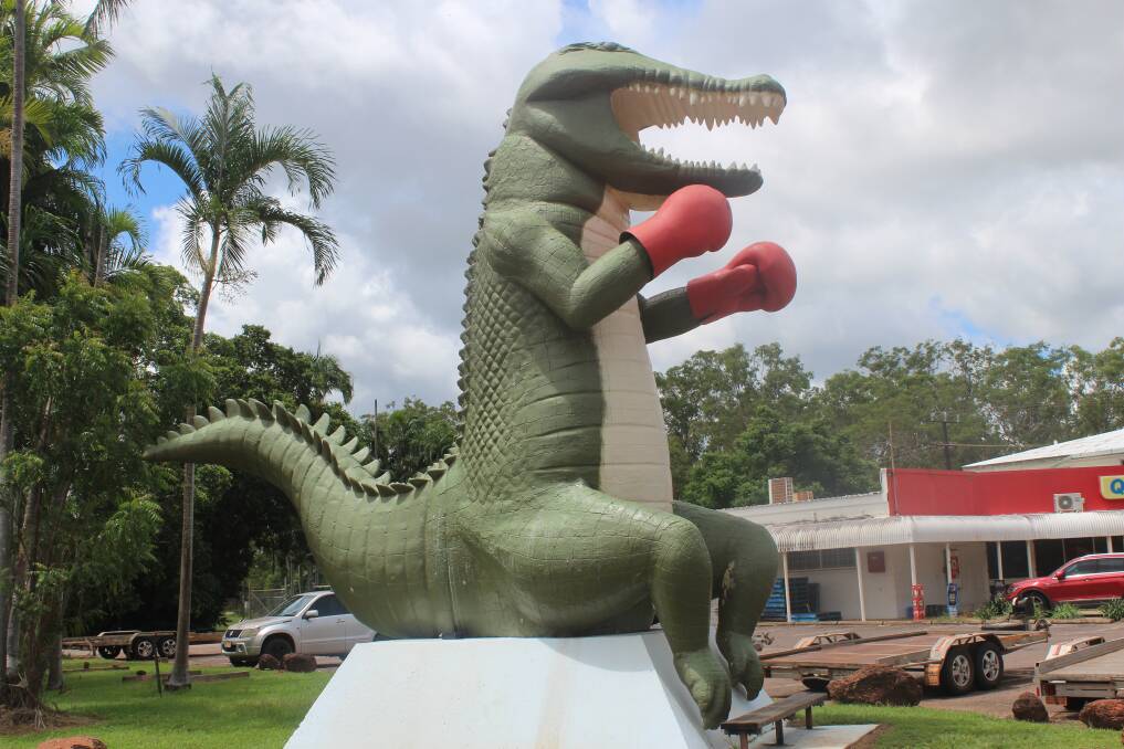 Humpty Doo is known for its stand-out name and the giant boxing croc beside the Arnhem Highway. Picture by Lloyd Jones/AAP Photos Humpty Doo is known for its stand-out name and the giant boxing croc beside the Arnhem Highway. Picture by Lloyd Jones/AAP Photos