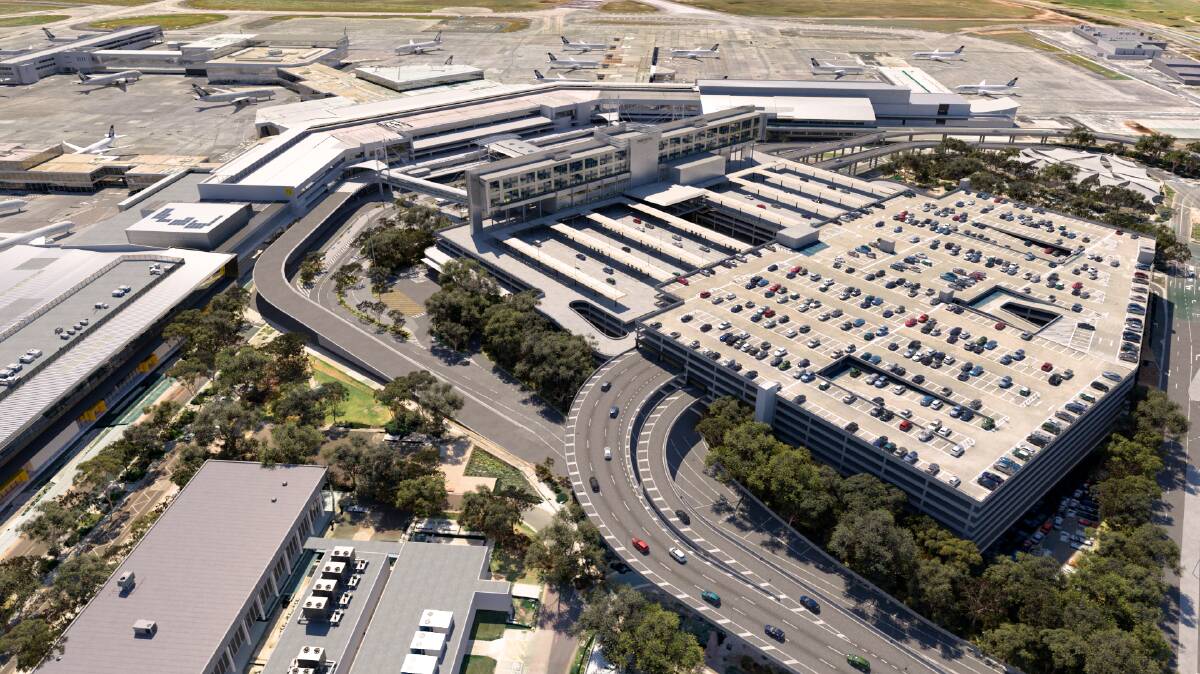 This mock-up shows an aerial view of the expanded Melbourne Airport international terminal.