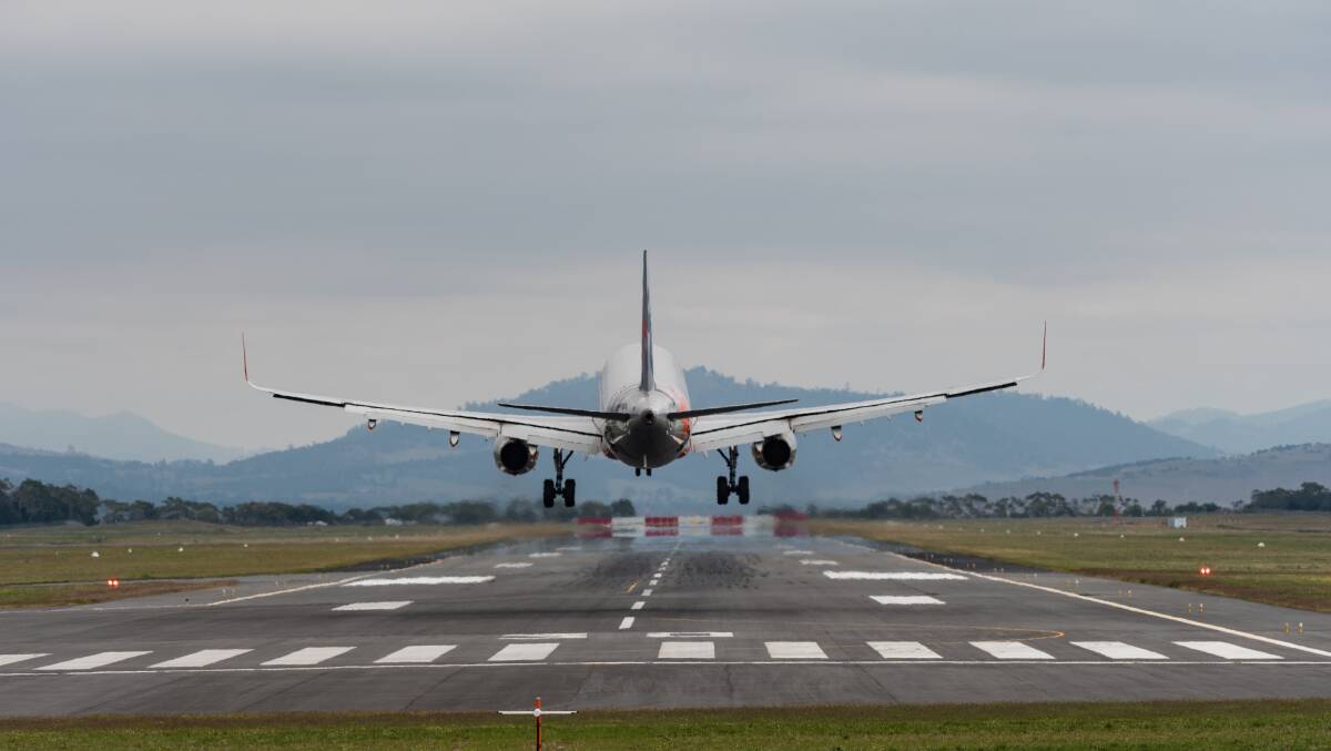 A flight takes off from Hobart, which is a top-value destination to fly to in May. Picture by Shutterstock A flight takes off from Hobart, which is a top-value destination to fly to in May. Picture by Shutterstock