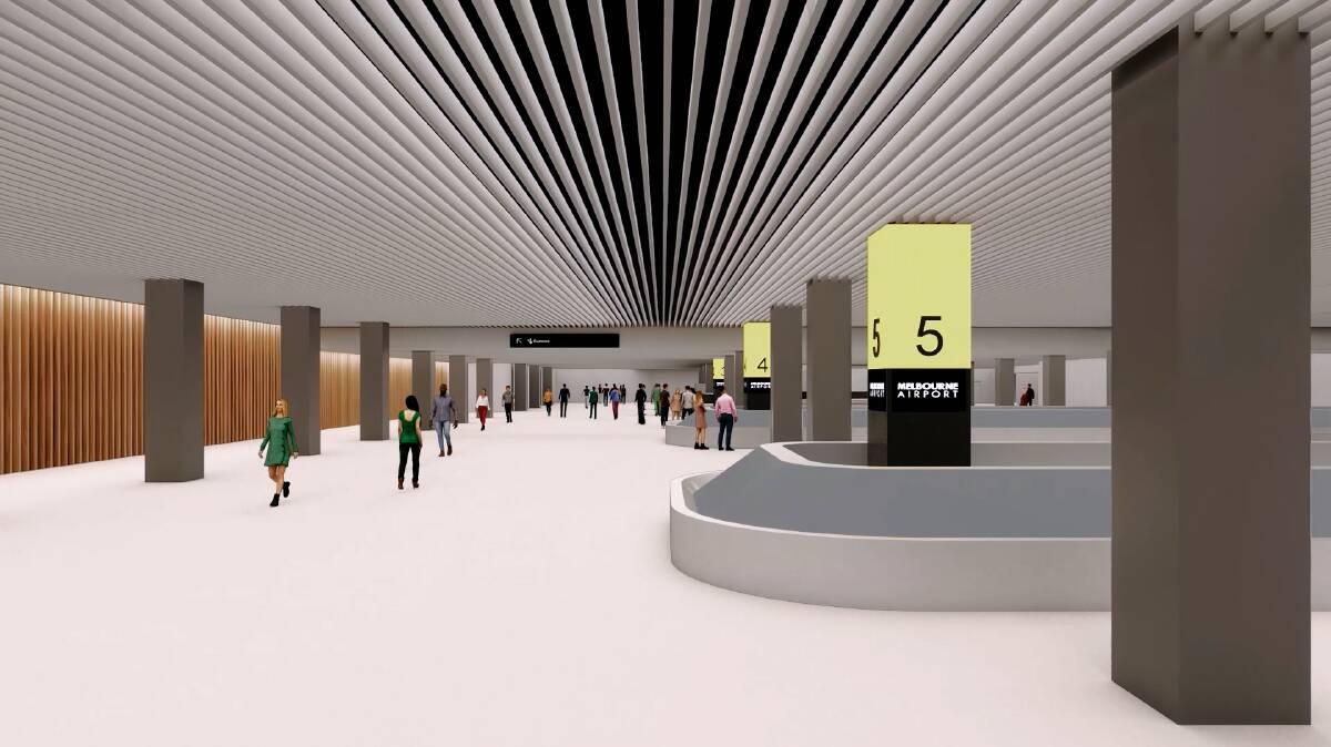 A mock-up of the expanded baggage claim area at Melbourne Airport's upgraded international terminal.