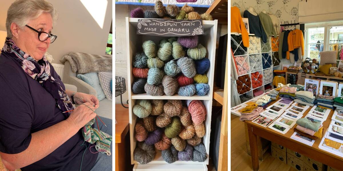 (L-R) Anne Stewart is an experienced tour guide and keen knitter; Tote Co-op where travellers take part in a textile dyeing demonstration; Touch Yarns in Clyde, one of the stops on the Yarn Craft Tour. Picture supplied