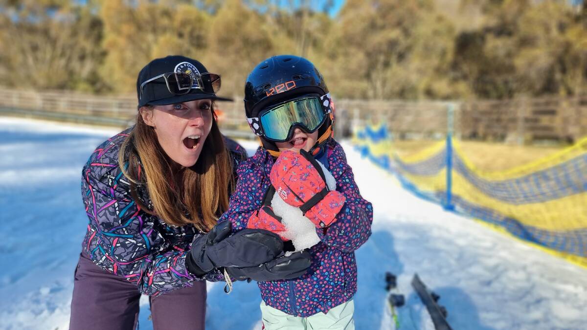 Spring skiing and snow play at Thredbo on Friday Flats. Picture by Desiree Savage