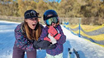 Spring skiing and snow play at Thredbo on Friday Flats. Picture by Desiree Savage
