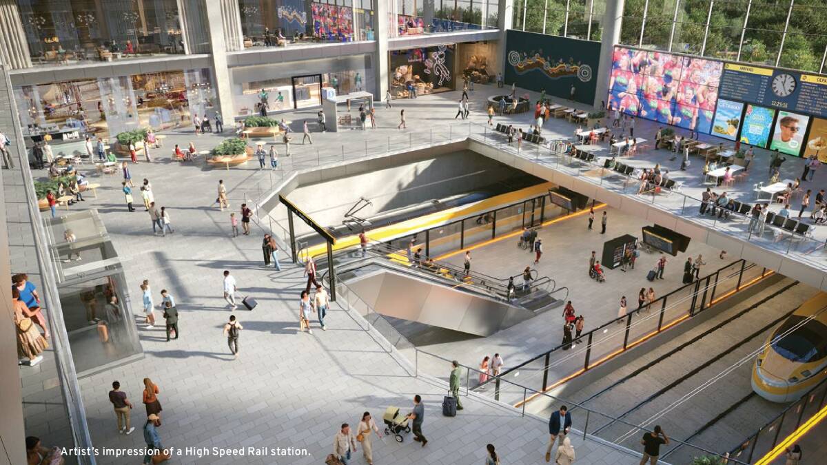 An artist's impression of a high-speed rail station.