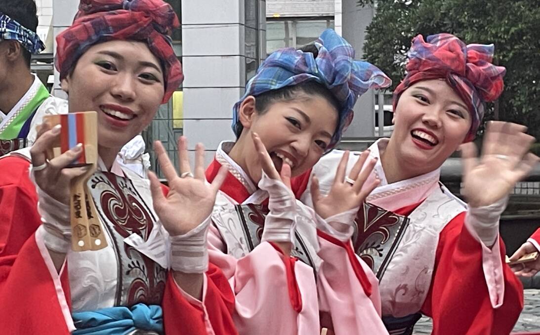 Excitement was palpable on the streets of Kochi as dancers prepared to take part in the Yosakoi Festival. Picture: Kathy Sharpe Excitement was palpable on the streets of Kochi as dancers prepared to take part in the Yosakoi Festival. Picture: Kathy Sharpe