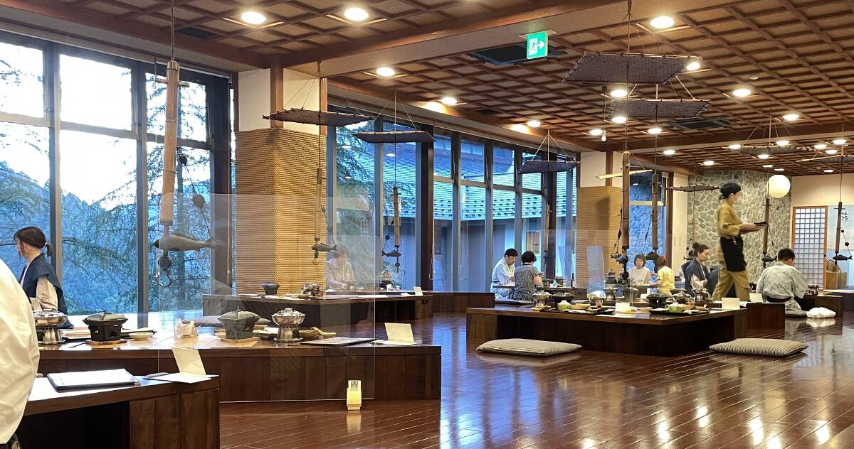 The traditional dining areas of the Hotel Iyaonsen afford breathtaking views of the mountains. Picture: Kathy Sharpe The traditional dining areas of the Hotel Iyaonsen afford breathtaking views of the mountains. Picture: Kathy Sharpe
