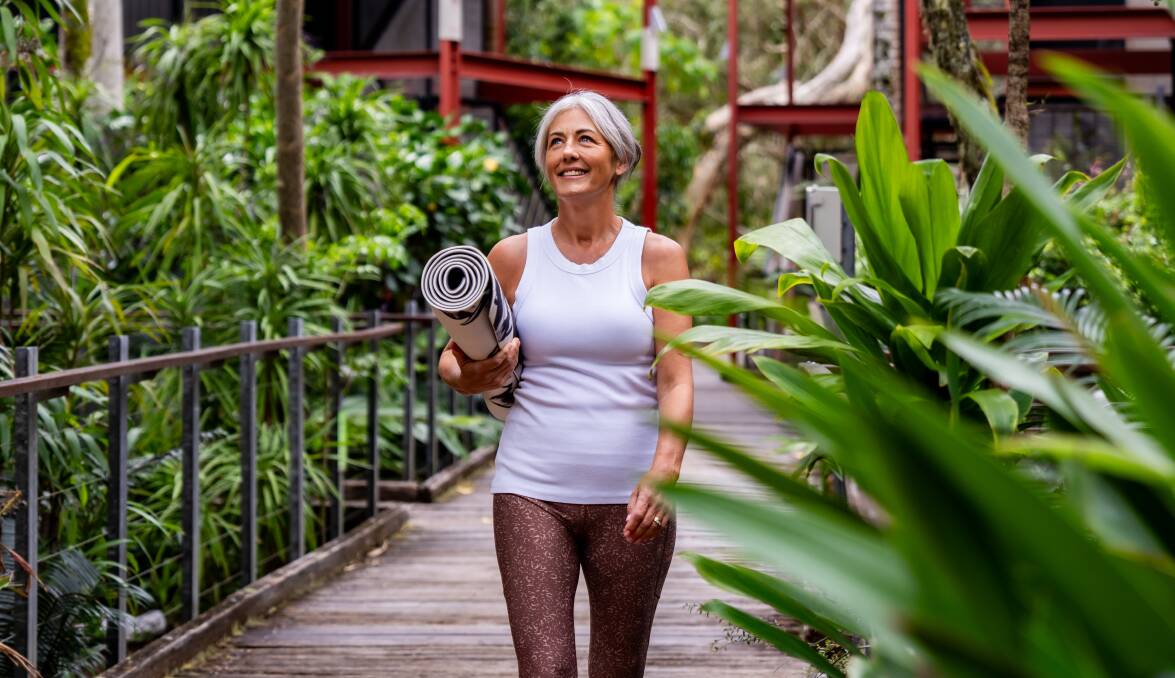 Preparing for yoga at Crystalbrook Byron in Northern NSW. Picture supplied Preparing for yoga at Crystalbrook Byron in Northern NSW. Picture supplied