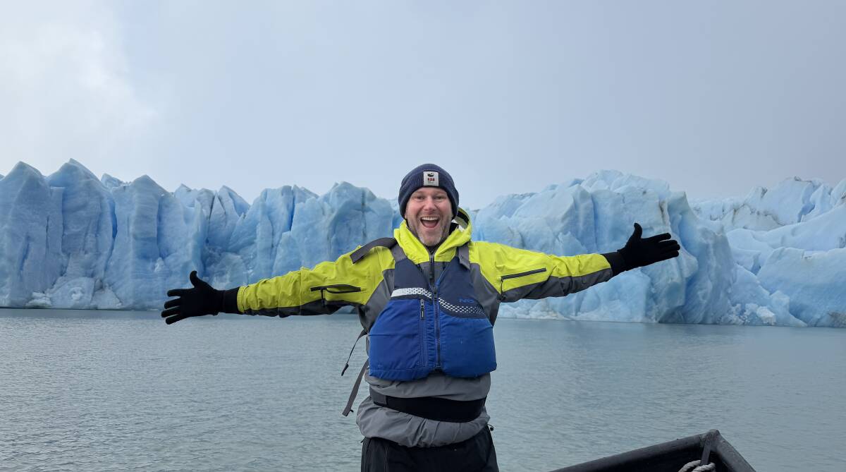 Michael Turtle at Grey Glacier. Picture by Michael Turtle