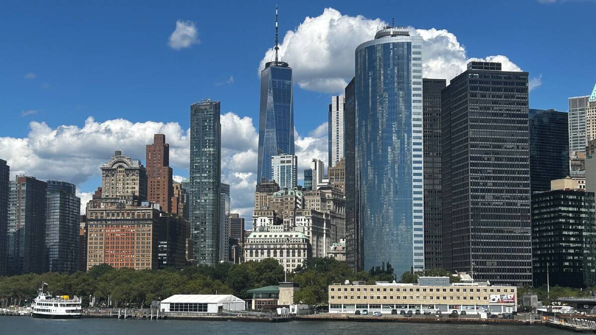 View of the One World Trade Centre from the ferry. Picture by Anne Bowles