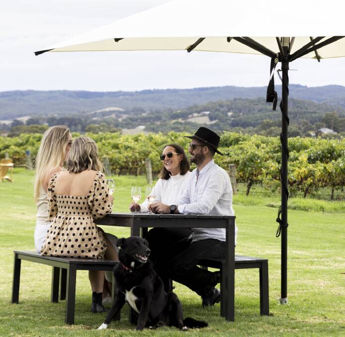 Linger outside at Nepenthe Wines.