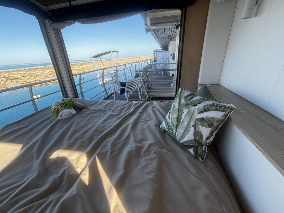The writer's bed - called Hawksbill - overlooks the reef. Picture by Kate Cox