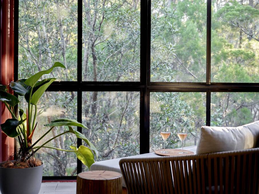 Enclosed balcony in a Treetops Suite at Crystalbrook, Byron Bay. Enclosed balcony in a Treetops Suite at Crystalbrook, Byron Bay.