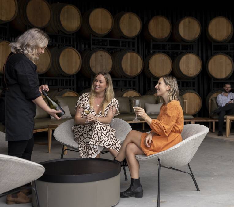 Nepenthe Wines Barrel Room.