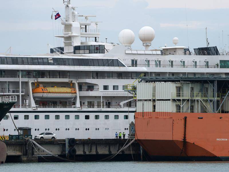 Around 200 passengers on a cruise travelling the world have been left stranded at a Cambodian port. Photo: AP PHOTO