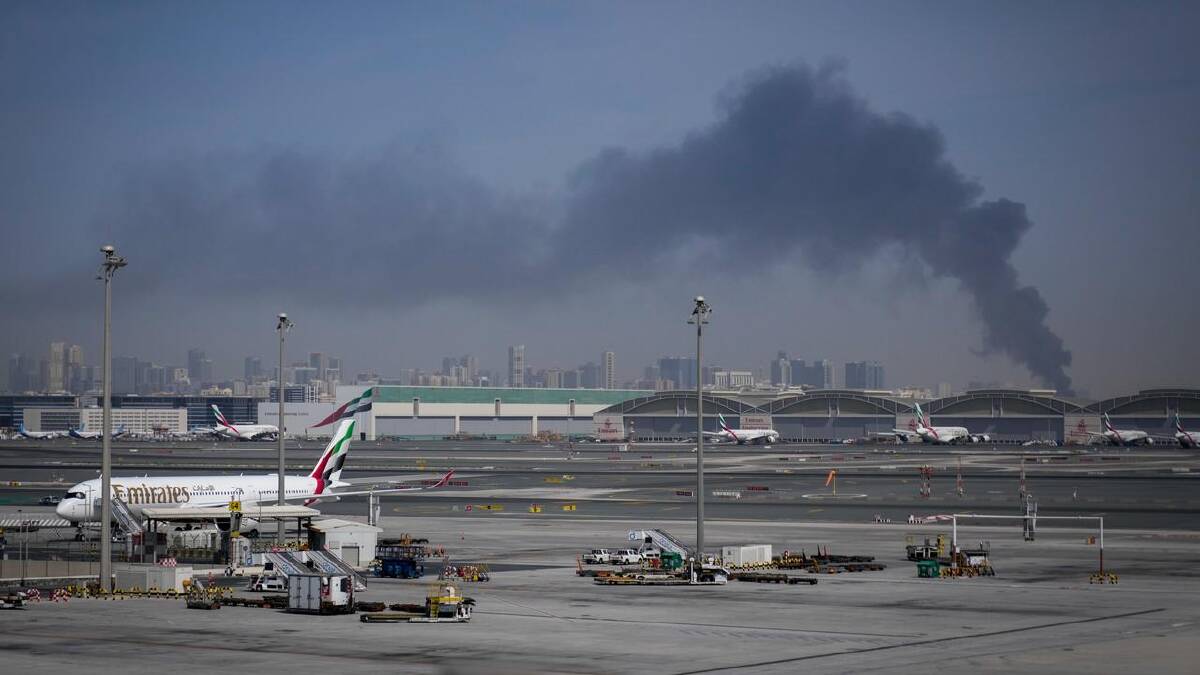 Dubai International Airport sustained damage during Iran's attacks. (AP PHOTO)