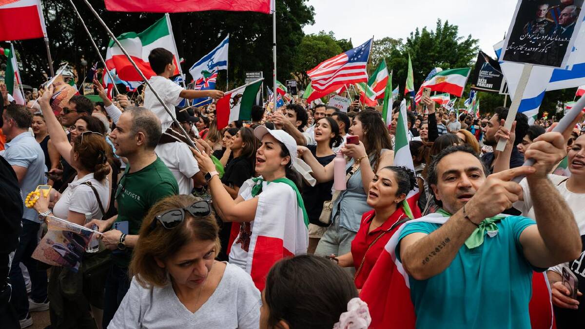 Rallies took place in Sydney, Melbourne and outside the former Iranian embassy in Canberra. (Sarah Wilson/AAP PHOTOS) Rallies took place in Sydney, Melbourne and outside the former Iranian embassy in Canberra. (Sarah Wilson/AAP PHOTOS)