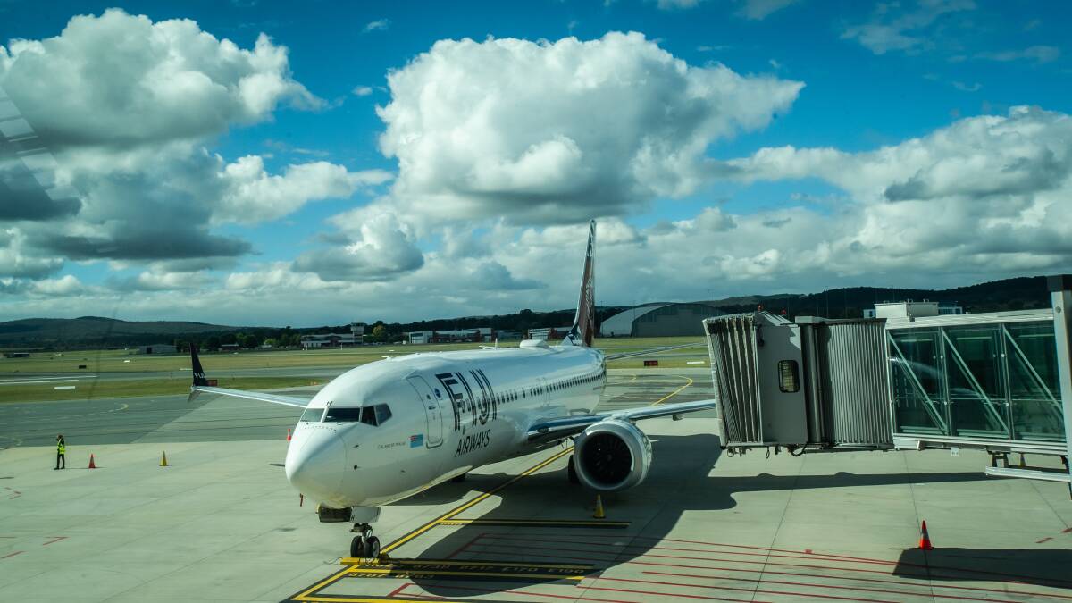 Fiji Airways plane at Canberra Airport. Picture by Karleen Minney
