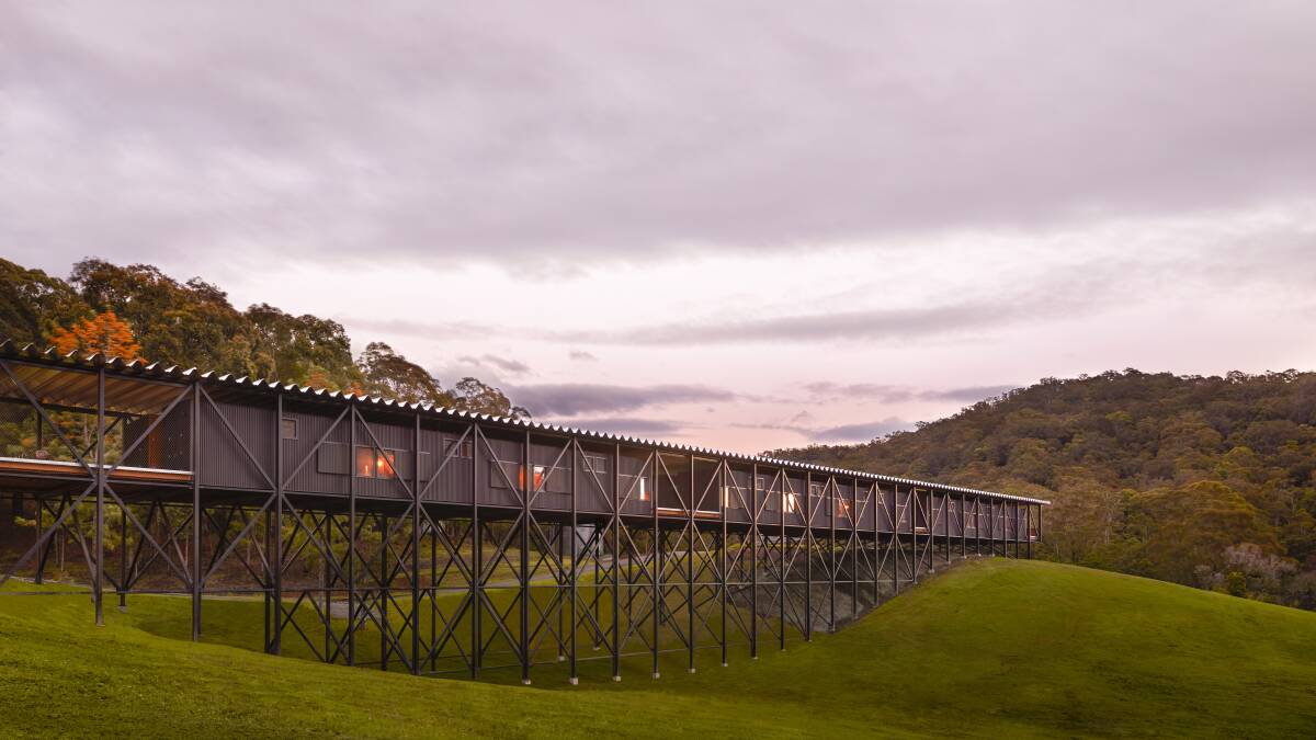 Clockwise from main: Arthur Boyd's studio; the Bundanon homestead; the Bridge accommodation has 32 cabin-style bedrooms; Boyd at Bundanon. 