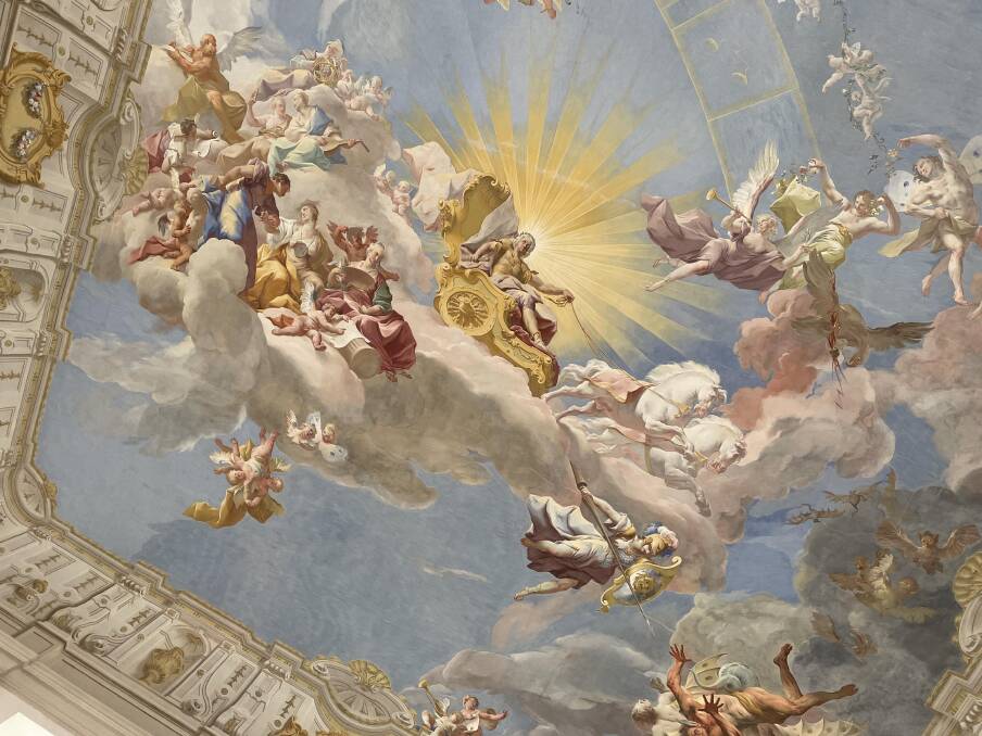The 11th century Gottweig Abbey ceiling fresco (circa 1739) depicts then Holy Roman Emperor and Habsburg monarch Charles VI as Apollo - complete with OG golden chariot and Insta-fabulous six-pack abs. Picture by James Joyce