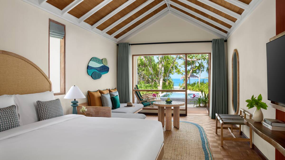 A villa with a private pool at NH Collection Maldives Reethi Resort. A villa with a private pool at NH Collection Maldives Reethi Resort.