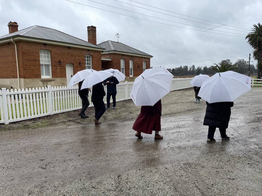 There are plenty of umbrellas on Emmylou in case the weather turns wet, as it did on the day we visited Perricoota Station. Picture: Janet Howie There are plenty of umbrellas on Emmylou in case the weather turns wet, as it did on the day we visited Perricoota Station. Picture: Janet Howie