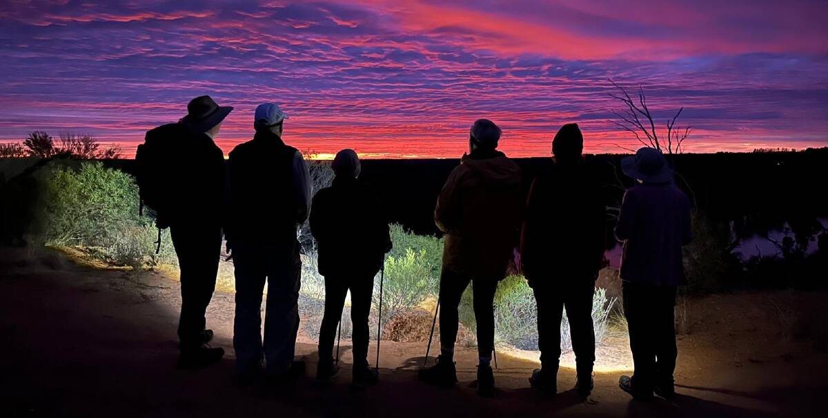 We had to make an early start to climb Heading Cliffs in time to catch this sunrise, but the beautiful colours made it well worthwhile. Picture: Murray River Trails We had to make an early start to climb Heading Cliffs in time to catch this sunrise, but the beautiful colours made it well worthwhile. Picture: Murray River Trails